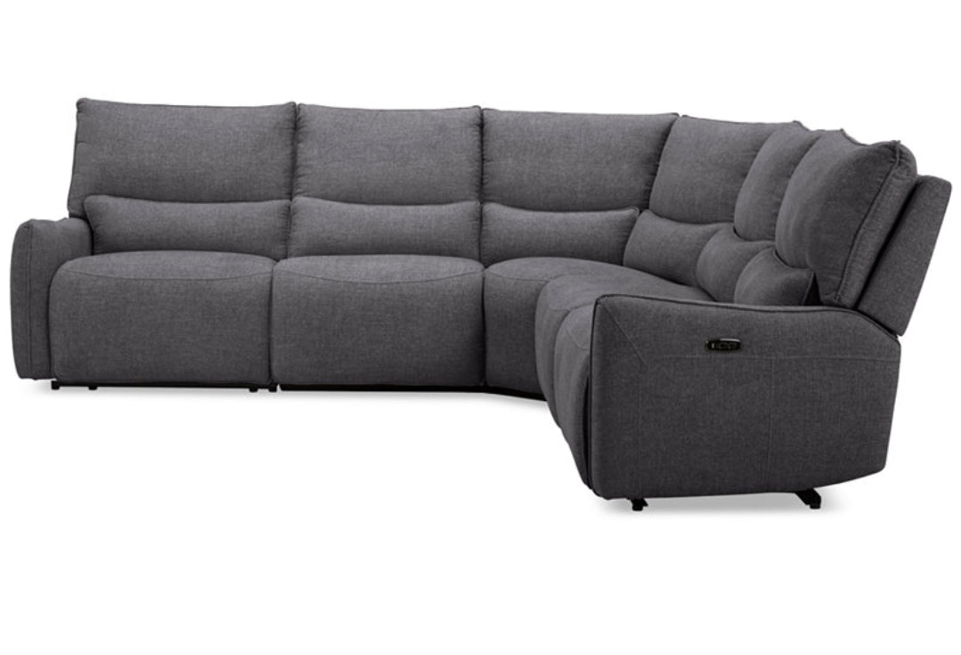 Olper 5-Pc. Fabric Zero Wall Sectional Sofa with Two Power Motion Pieces (Slate)