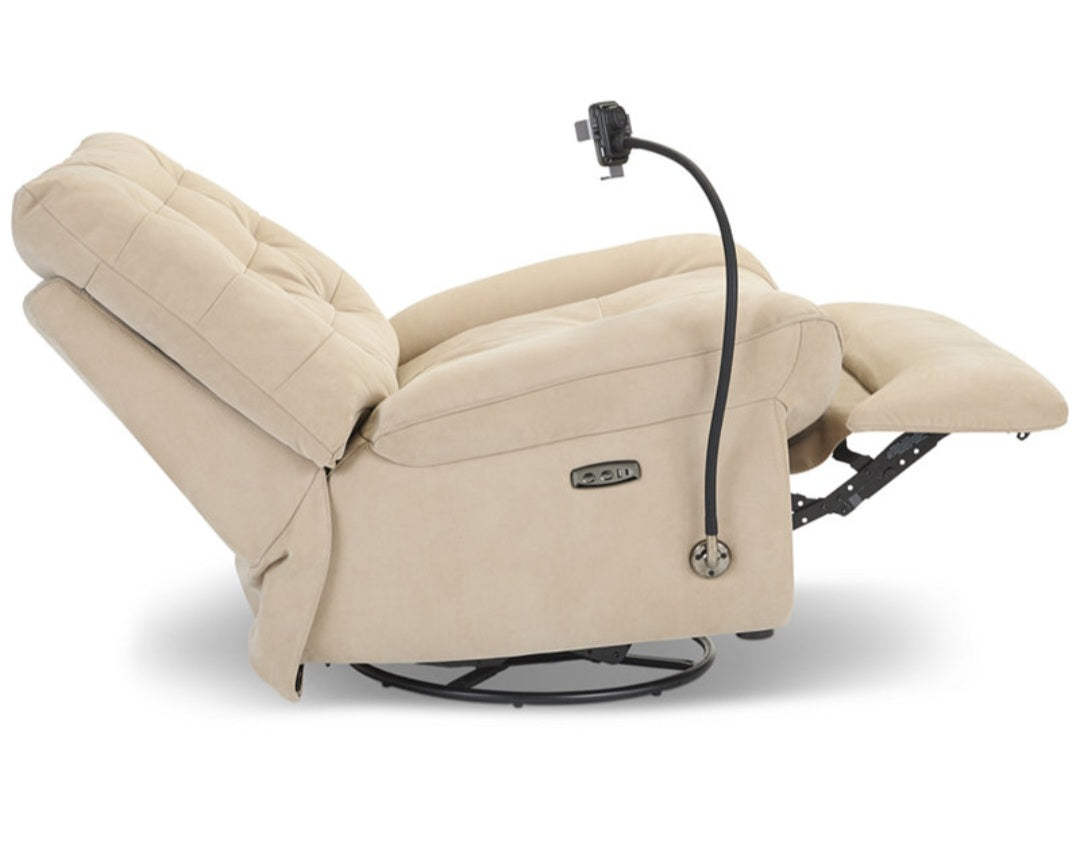 Bovell Fabric Power Swivel Glide Recliner (Light Khaki)