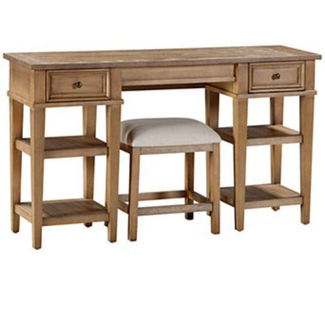 Dawnwood 60" Wood Sofa Writing Table with Stool (Wheat)