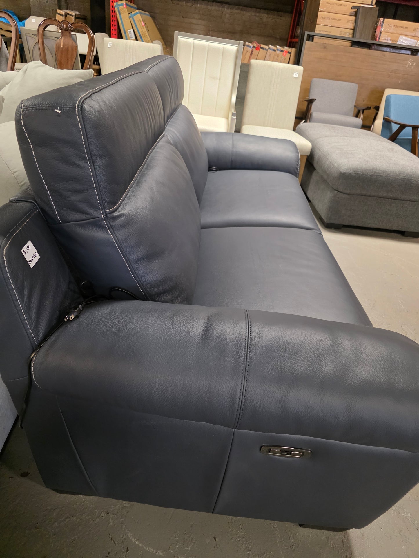 Julius II 2-Pc. Leather Sofa with 2 Power Recliners (Navy)