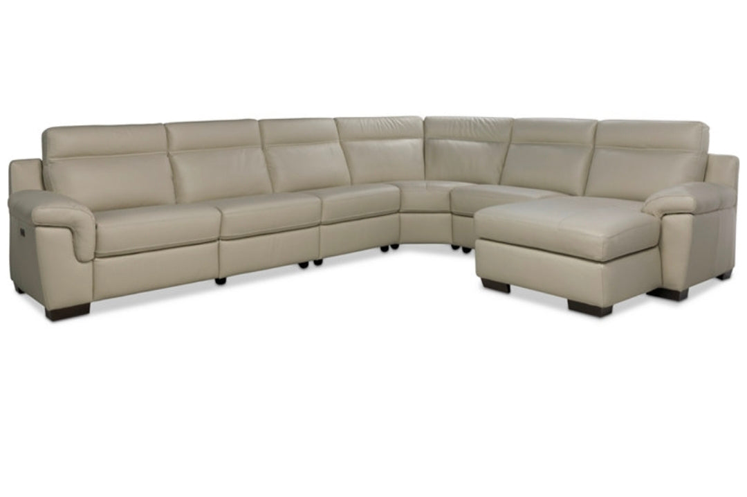 Julius II 6-Pc. Leather Chaise Sectional with 2 Power Recliners