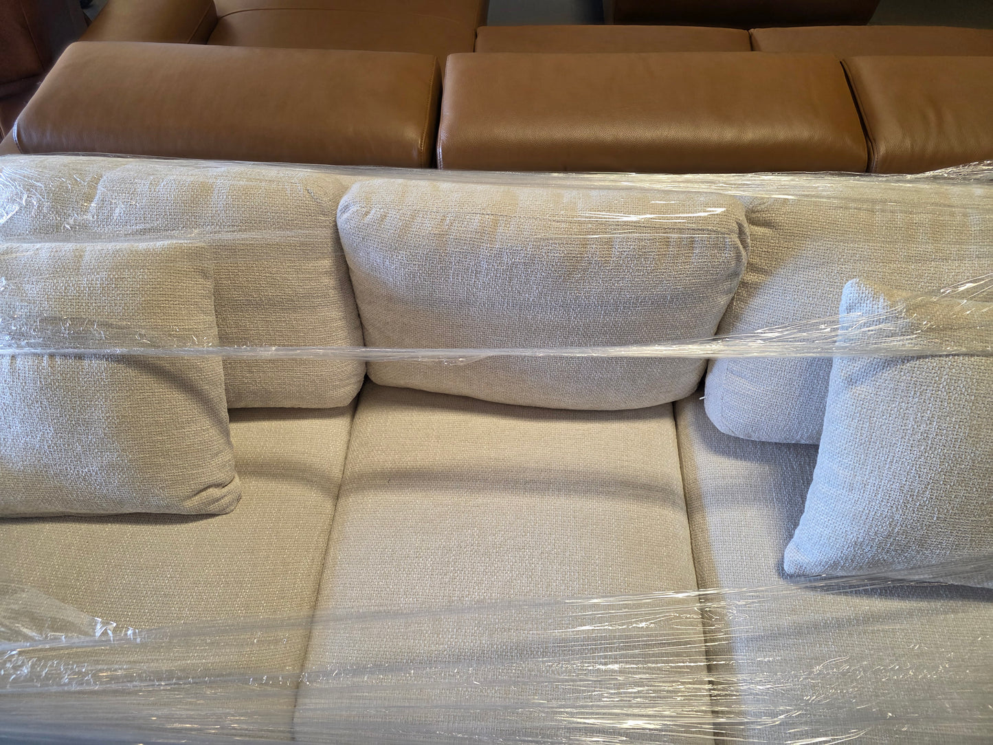 White Fabric Wing Arm Sofa