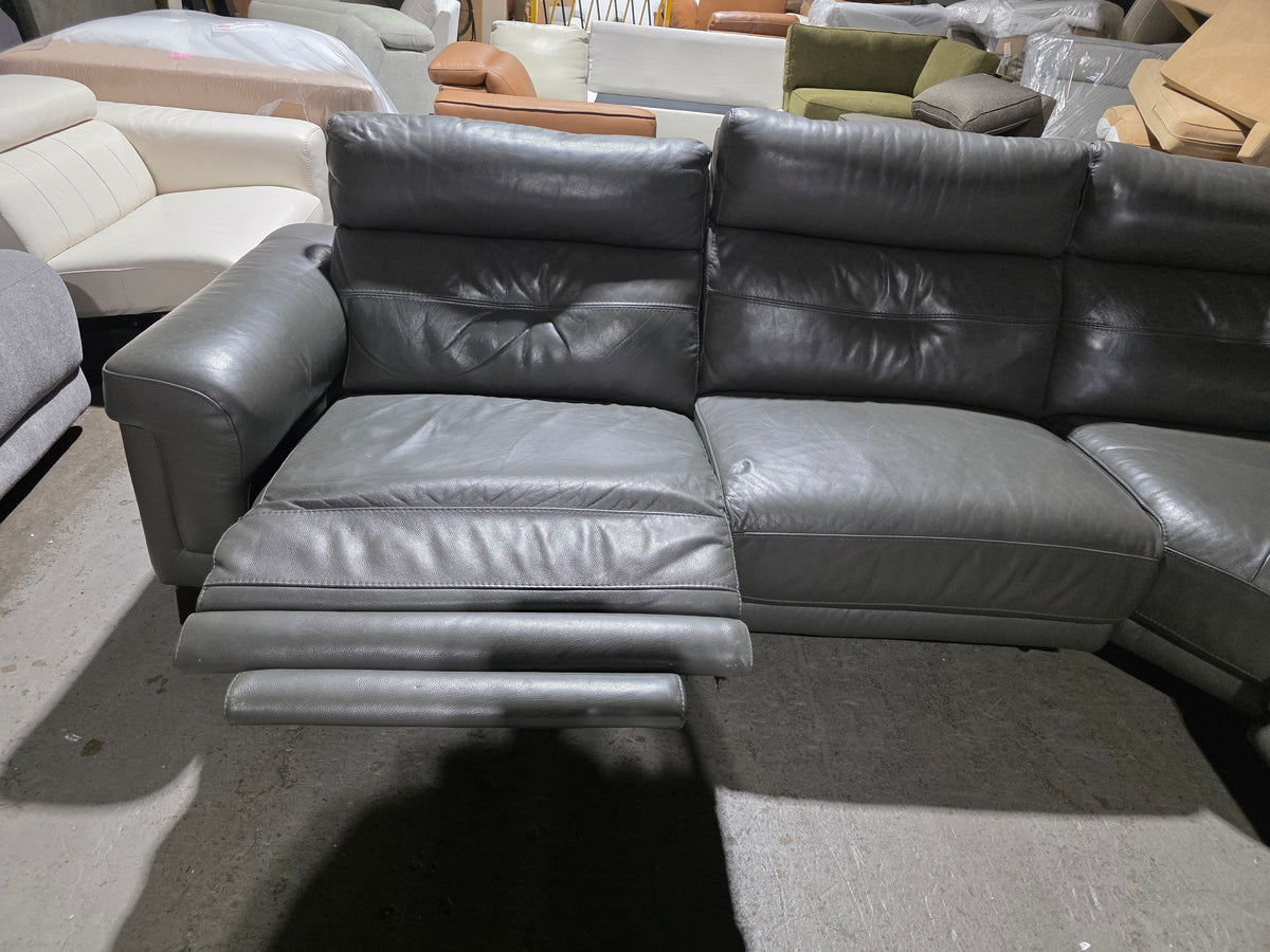 Leather 5-Pc. Sectional with 3 Power Recliners