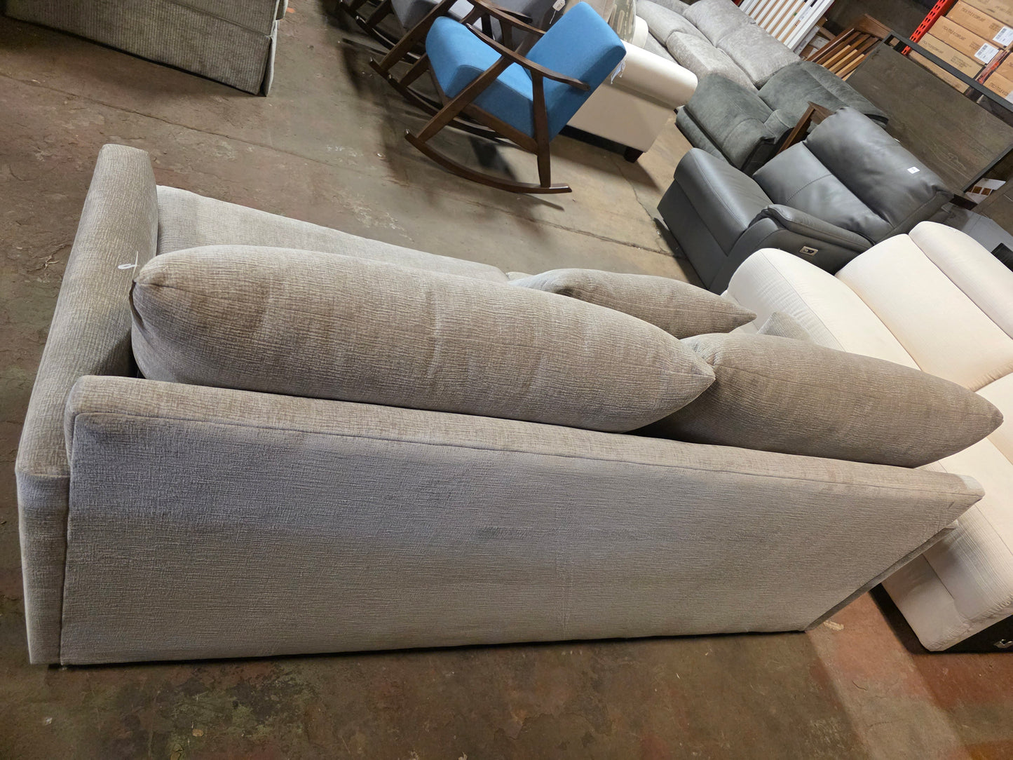 Grey Fabric Loveseat