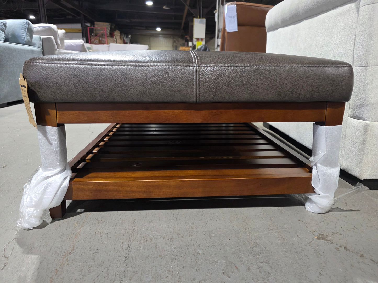 Jacey 17" Leather Rectangle Ottoman