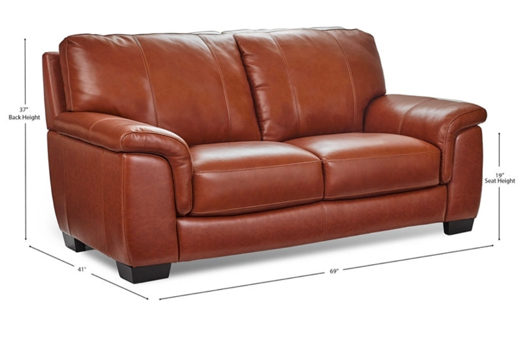Cobbie 69" Leather Loveseat (Brandy)