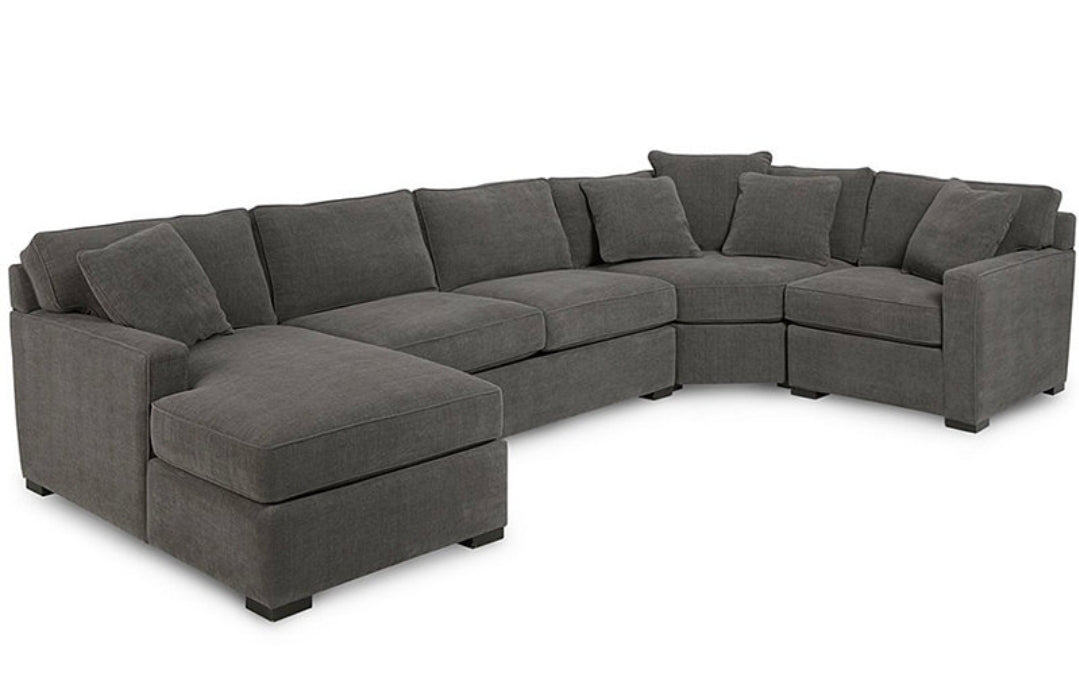 Radley 5-Pc. Fabric Chaise Sectional Sofa with Wedge (Heavenly Mocha Grey)