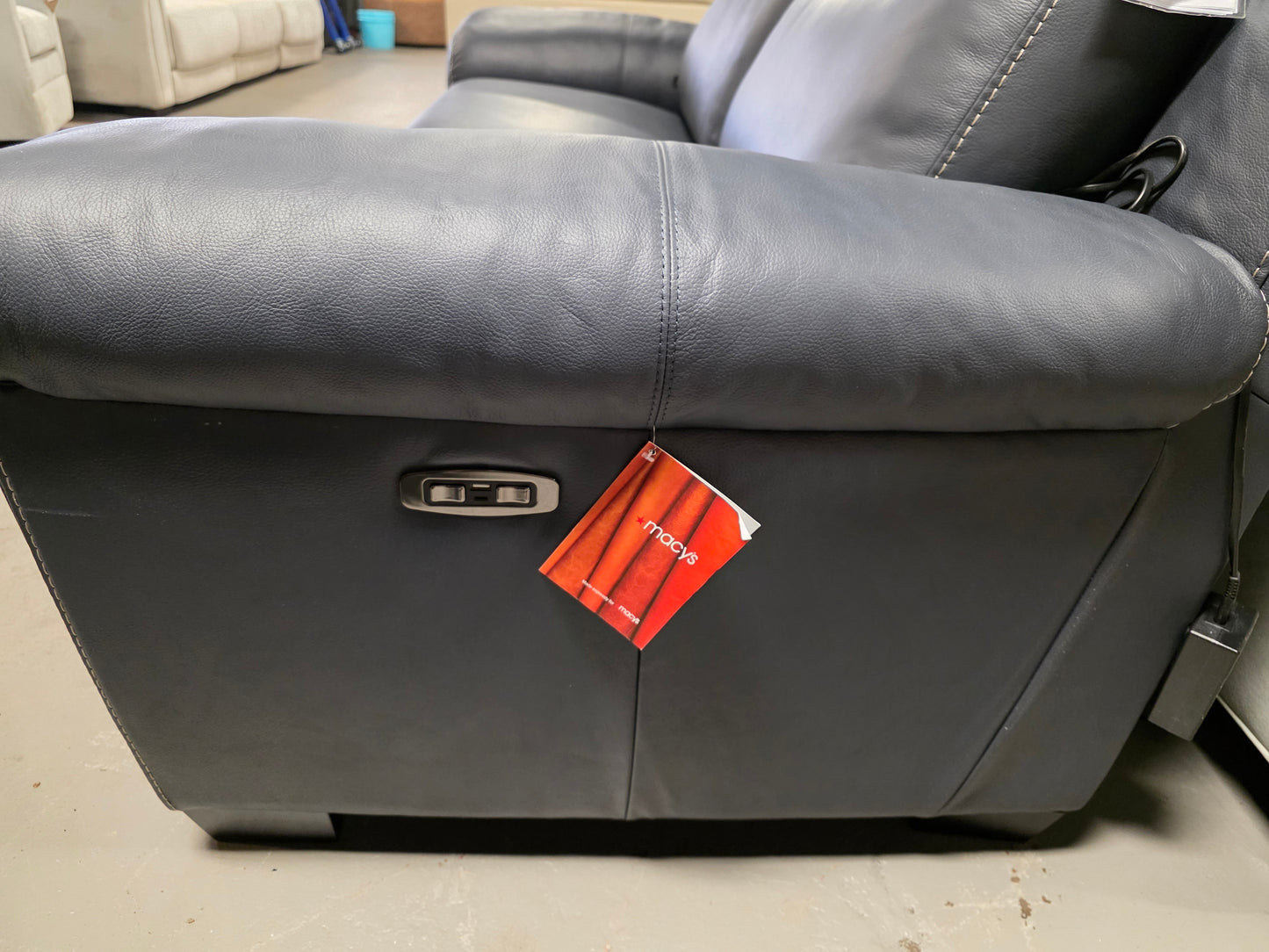 Julius II 2-Pc. Leather Sofa with 2 Power Recliners (Navy)