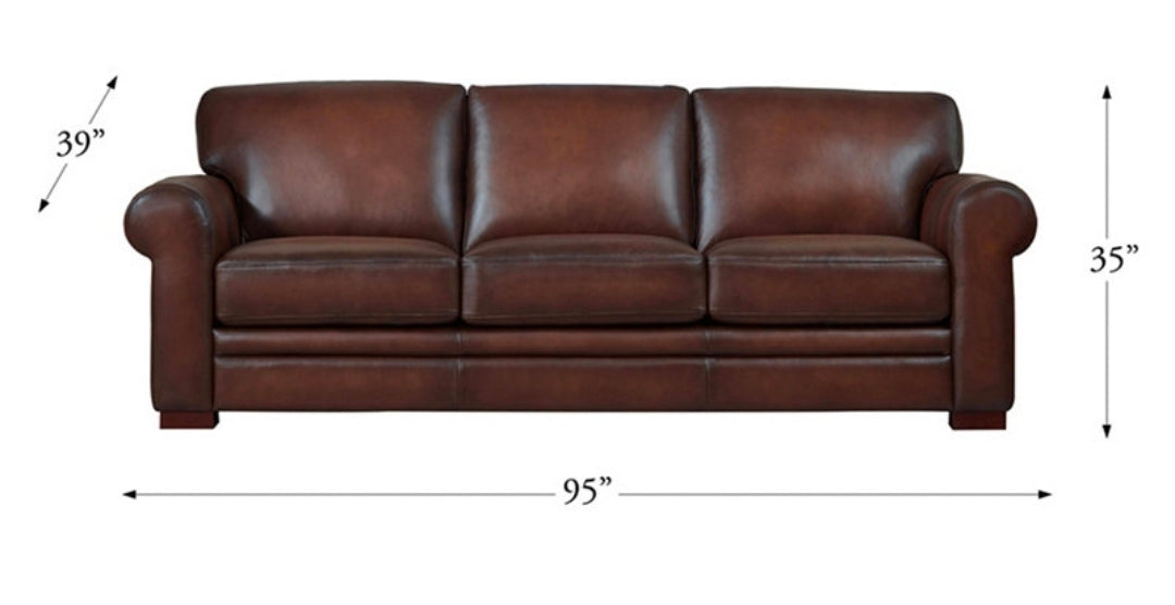 Brookfield 95" Top Grain Leather Sofa Couch