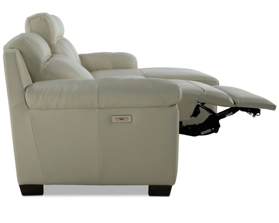 Julius I1 3-Pc. Leather Chaise Sectional with 1 Power Recliner (Sea Shell)