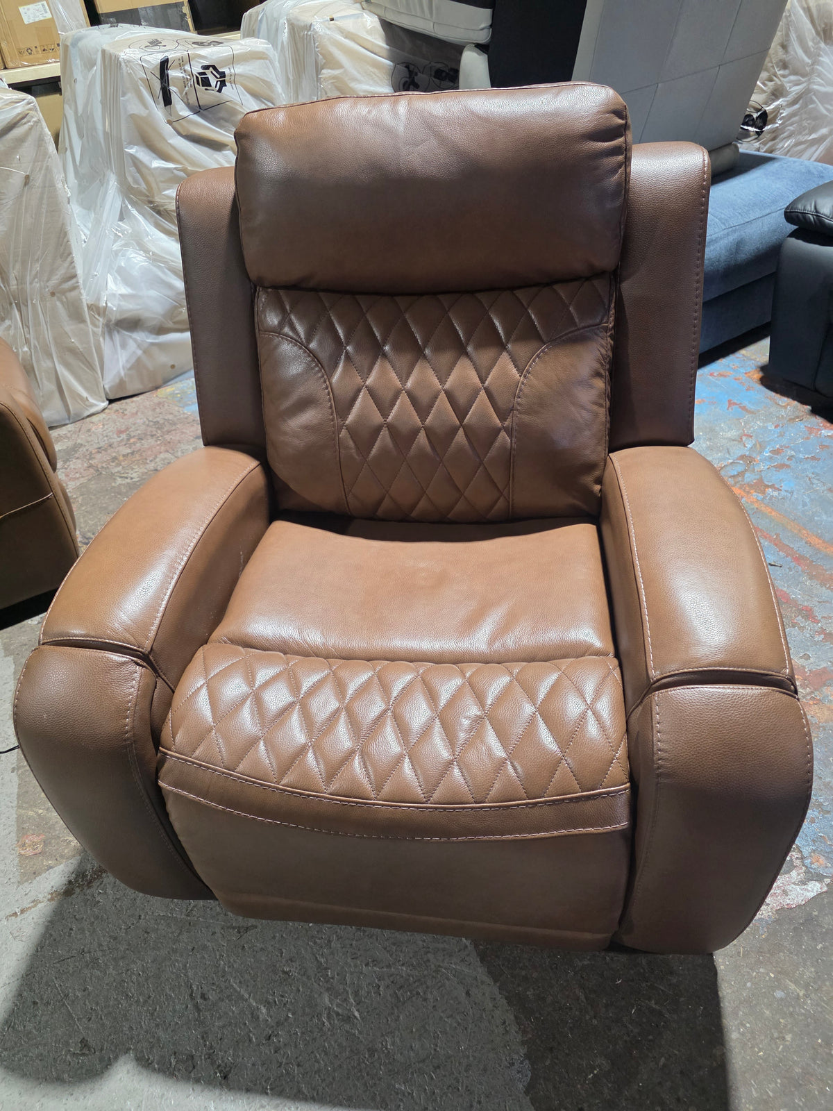 Niccy Leather 41.75" Power Motion Lay Flat Recliner (Brown)