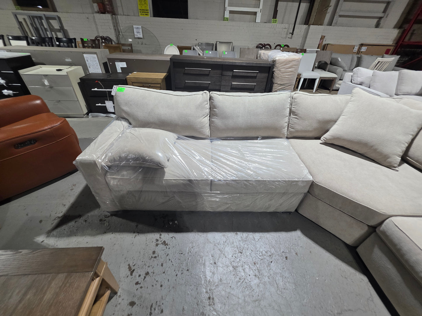 Radley 4-Pc. Fabric Sleeper Sectional (Heavenly Chrome Beige)