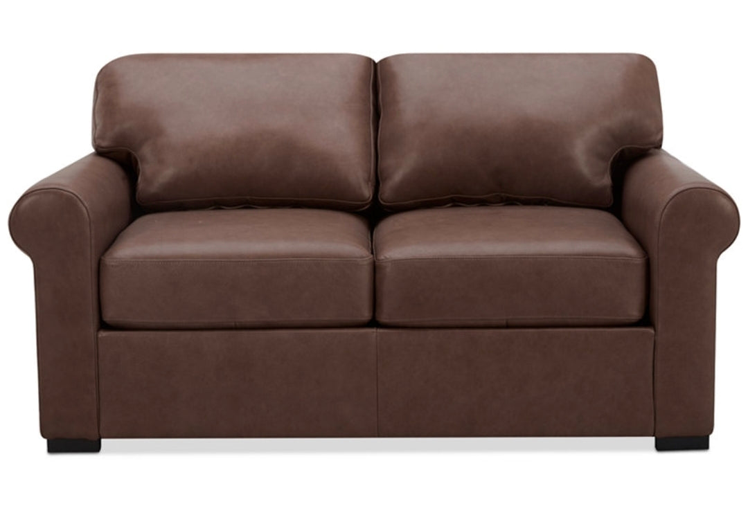 Radley Roll Arm 61" Leather Loveseat (Chocolate)