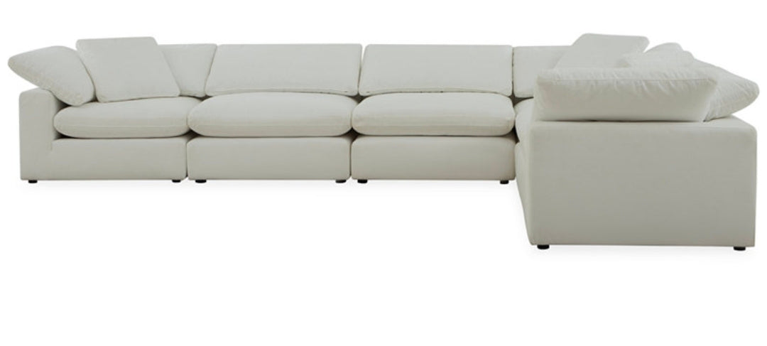 Fog 6-Pc. Fabric L-Sectional Sofa Set (White)