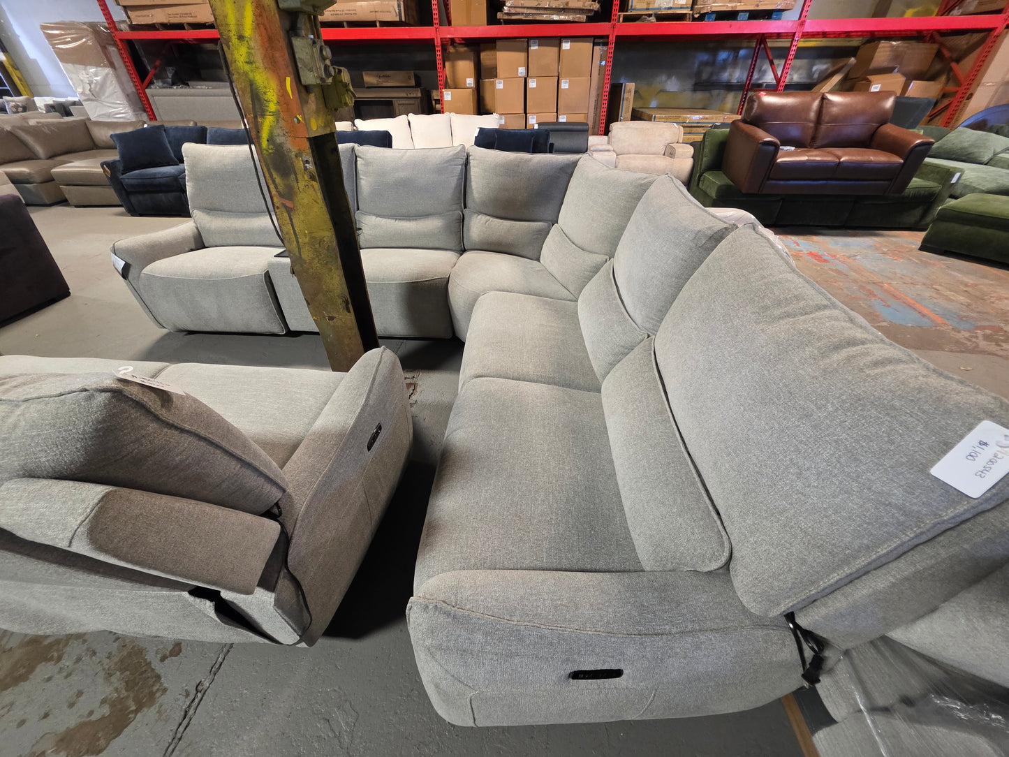 Olper 5-Pc. Fabric Zero Wall Sectional Sofa with Three
Power Motion Pieces (Sand)