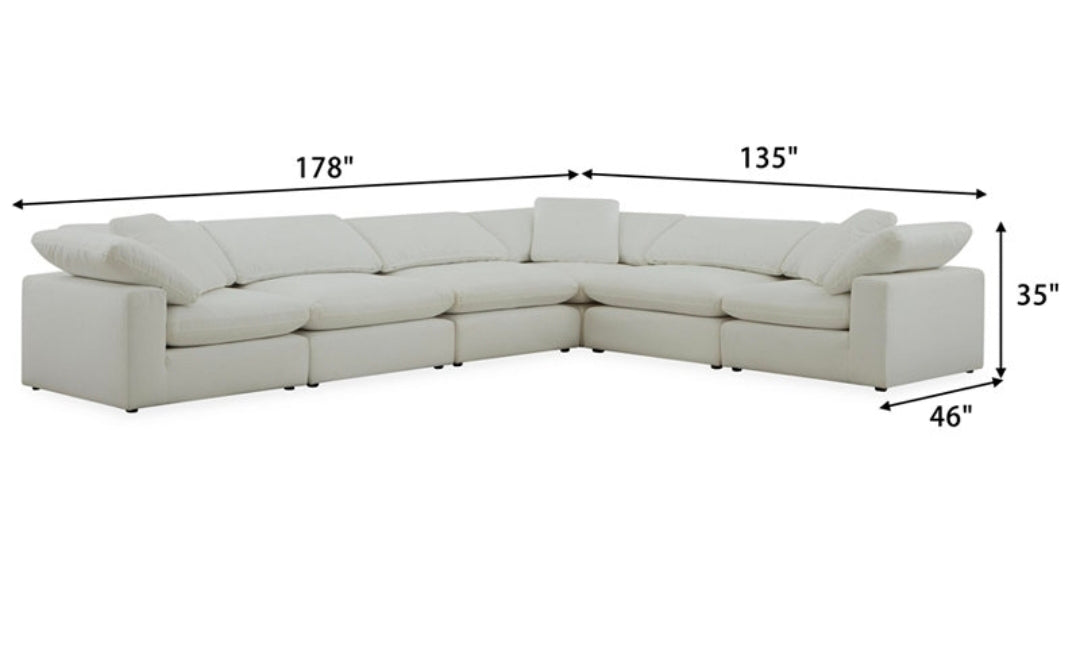 Fog 6-Pc. Fabric L-Sectional Sofa Set (White)