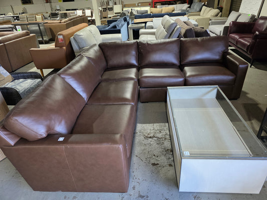 Radley 101" 5-Pc. Leather Square Corner L Shape Modular Sectional (Chocolate)