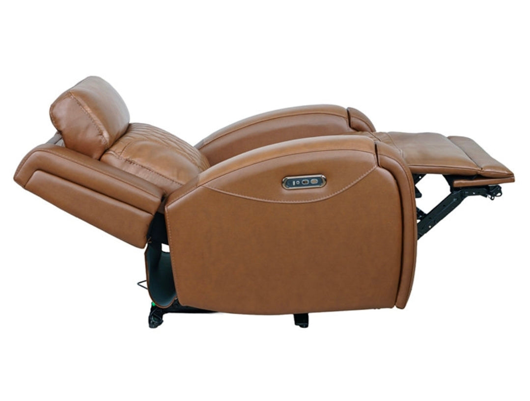 Niccy Leather 41.75" Power Motion Lay Flat Recliner (Brown)