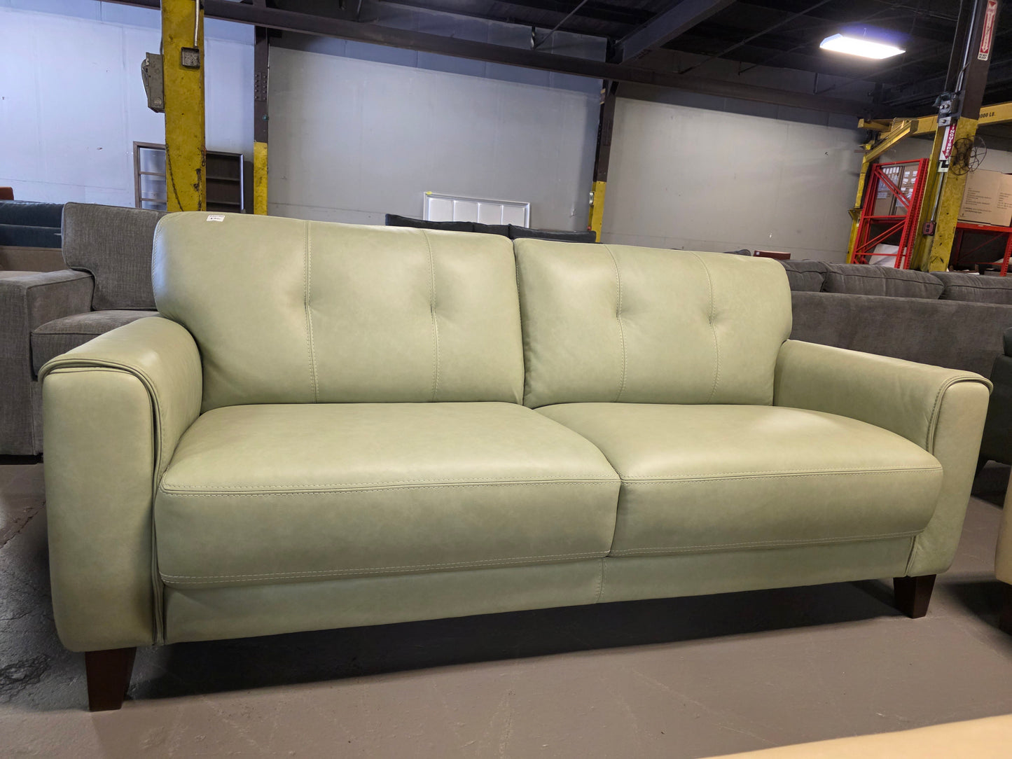 Ashlinn 81" Tufted Pastel Leather Sofa, Mint Green