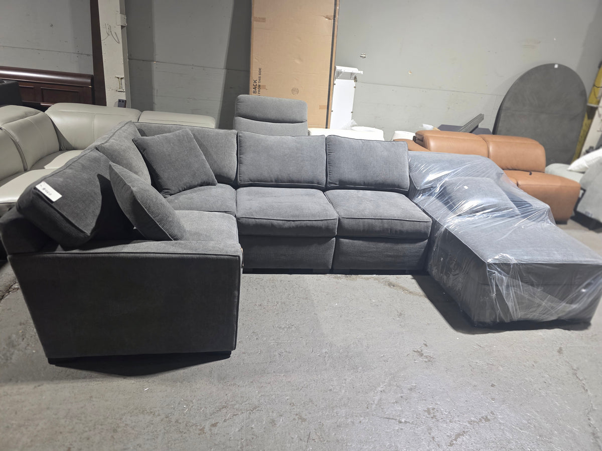 Radley 5-pc. Fabric Sectional with Chaise (Heavenly Mocha Grey)