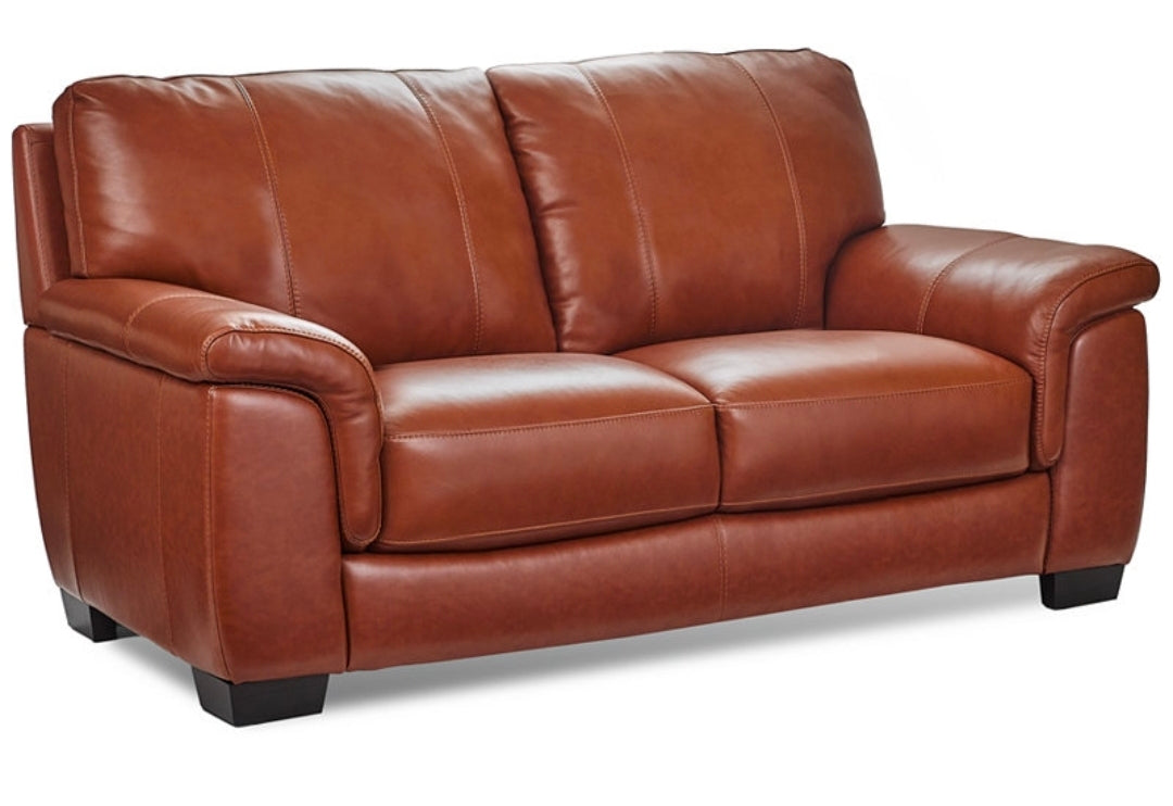 Cobbie 69" Leather Loveseat (Brandy)