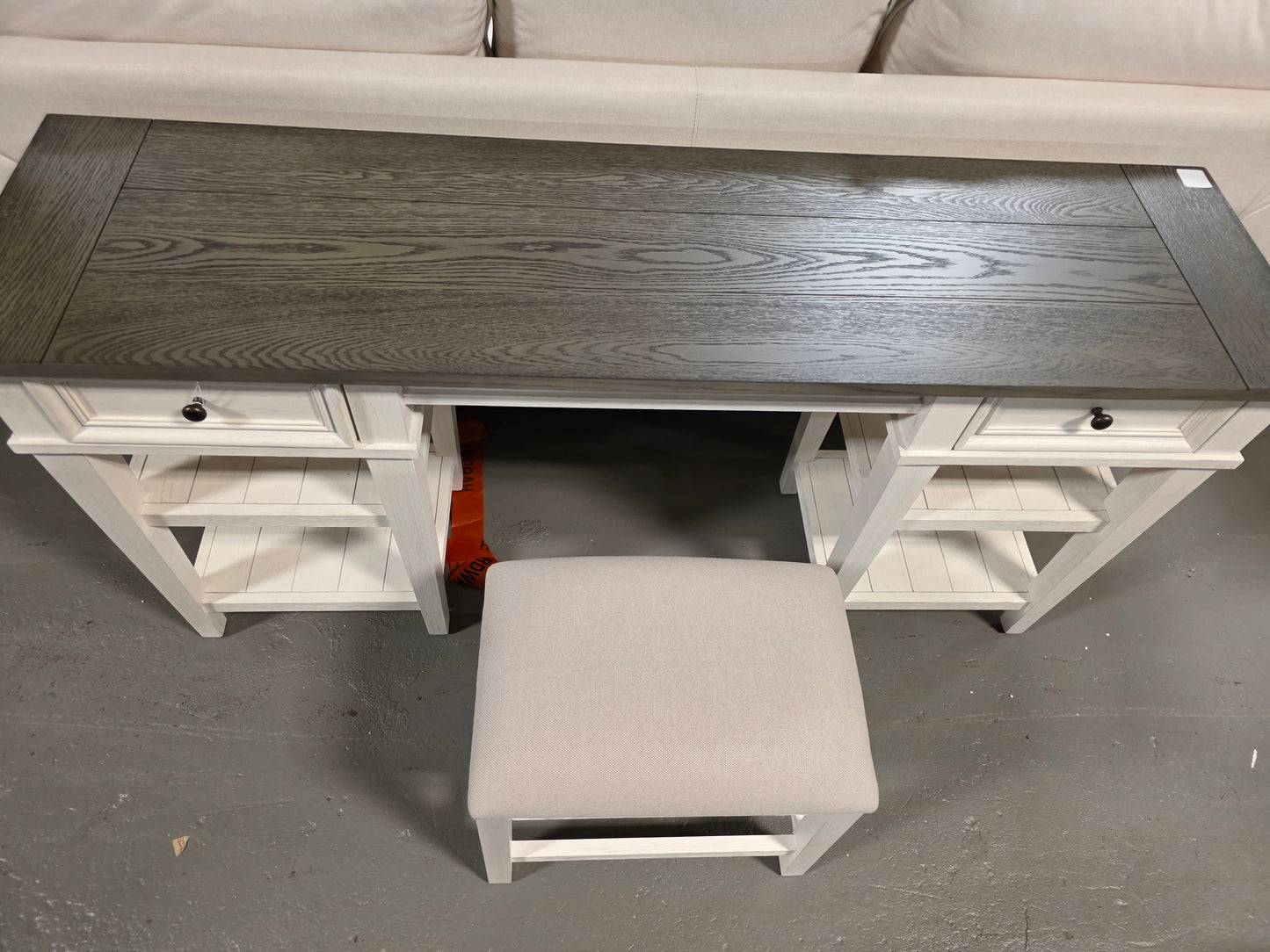 Dawnwood 60" Wood Sofa Writing Table with Stool (White)