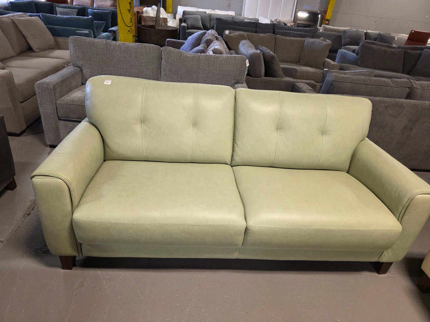 Ashlinn 81" Tufted Pastel Leather Sofa, Mint Green