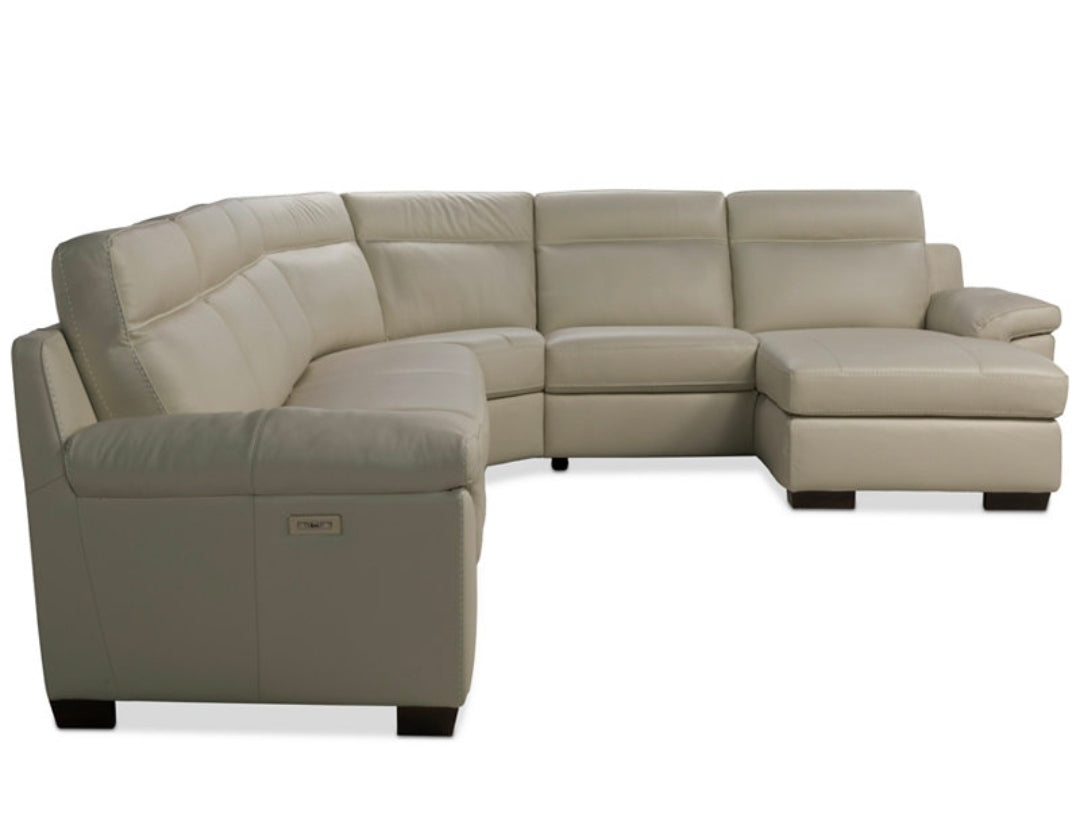Julius II 6-Pc. Leather Chaise Sectional with 2 Power Recliners