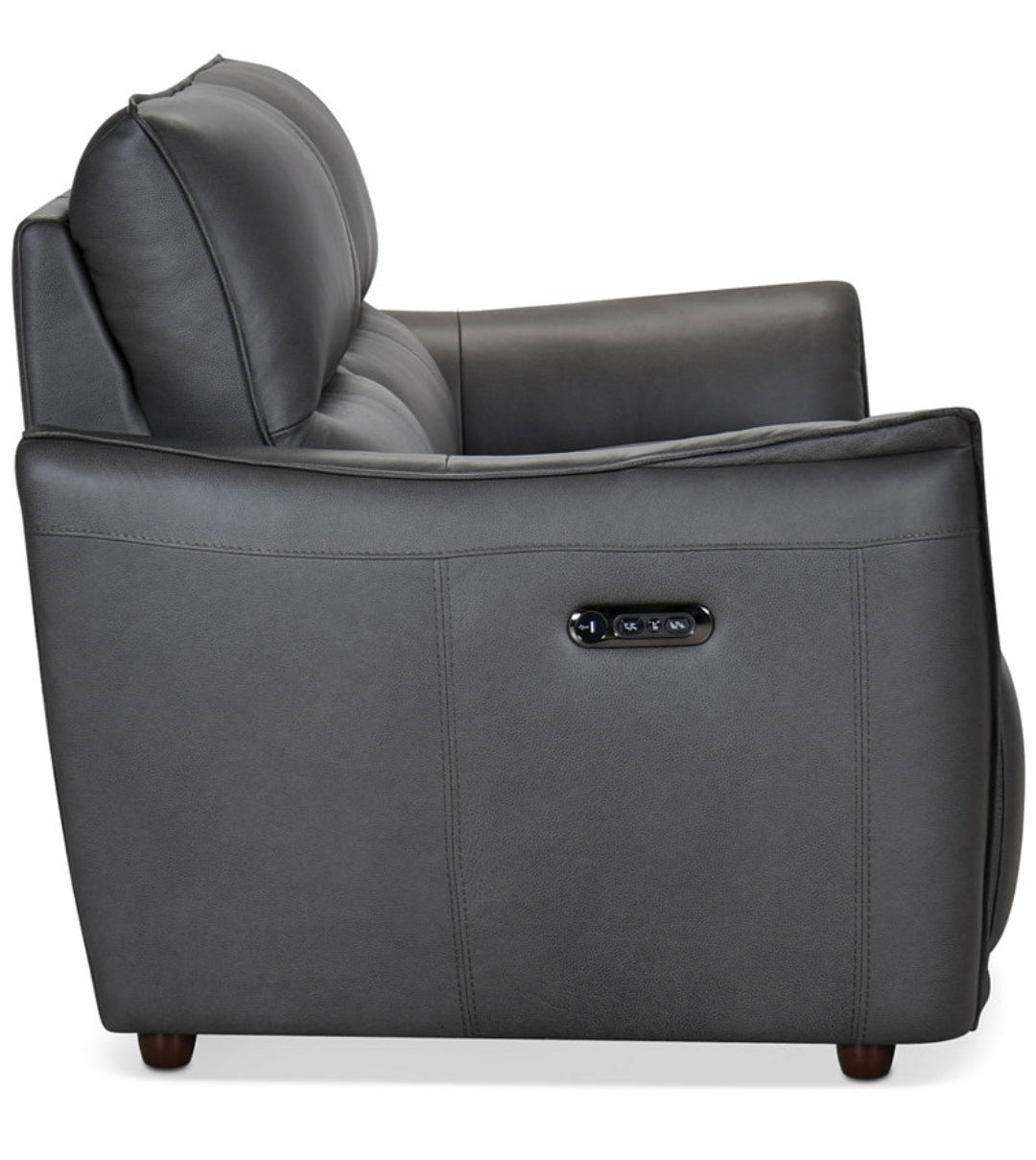 Polner 91" Leather Power Motion Sofa (Charcoal)