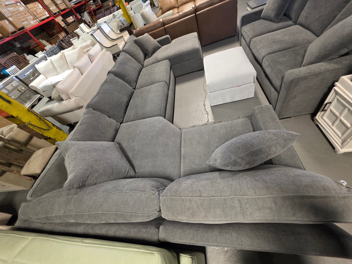 Radley 4-Pc. Fabric Chaise Sectional Sofa with Wedge Piece (Heavenly Mocha Grey)