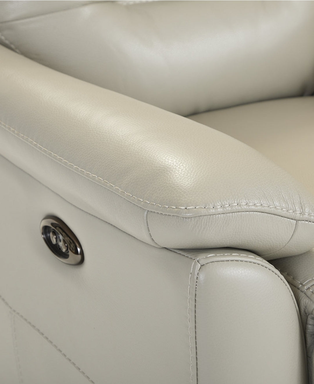 Ossorio Leather Power Swivel Glide Recliner (Silver Grey)