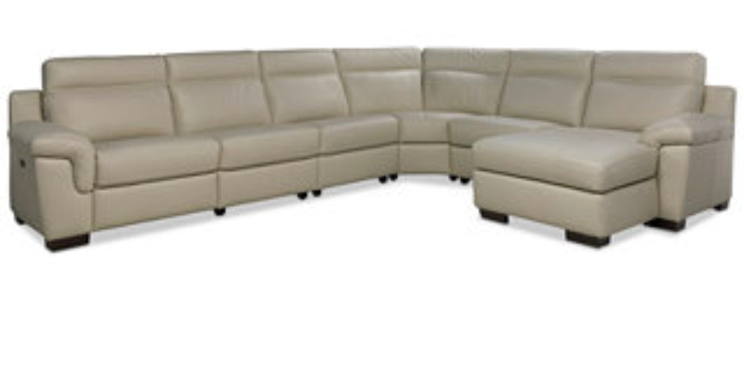 Julius II 6-Pc. Leather Chaise Sectional with 2 Power Recliners
