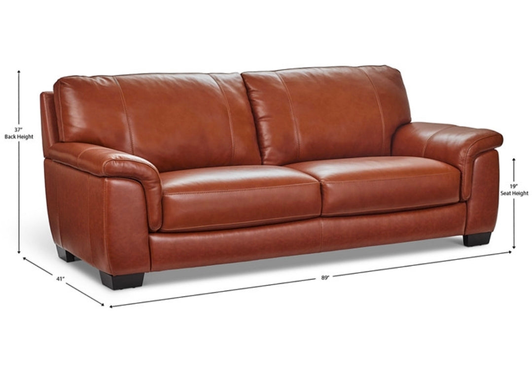 Cobbie Leather 89" Sofa (Brandy)