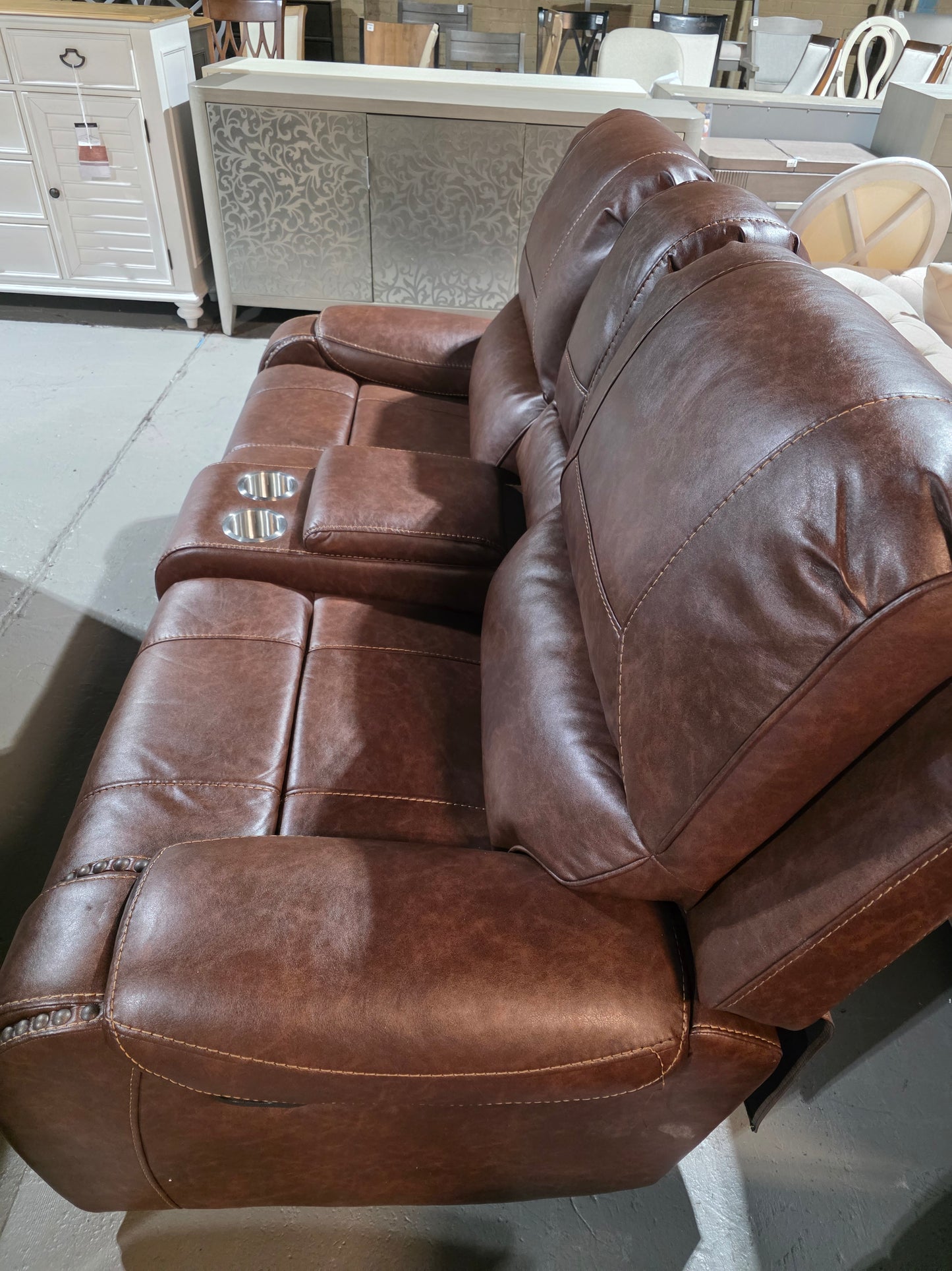 76 in. W Pillow Top Arm Faux Leather Rectangle 3-Piece Manual Reclining Sofa Set in Brown
