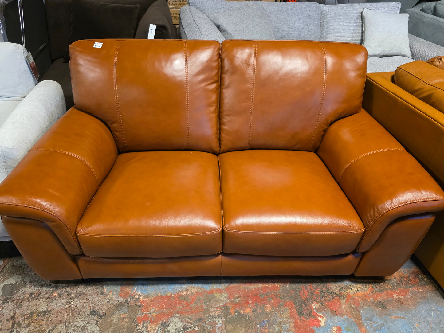 Cobbie 69" Leather Loveseat (Brandy)