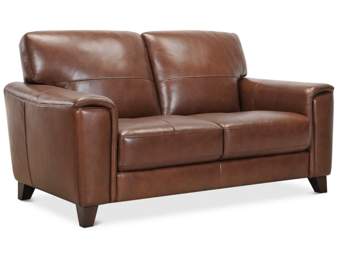 Brayna 65" Classic Leather Loveseat (Classico Chestnut)