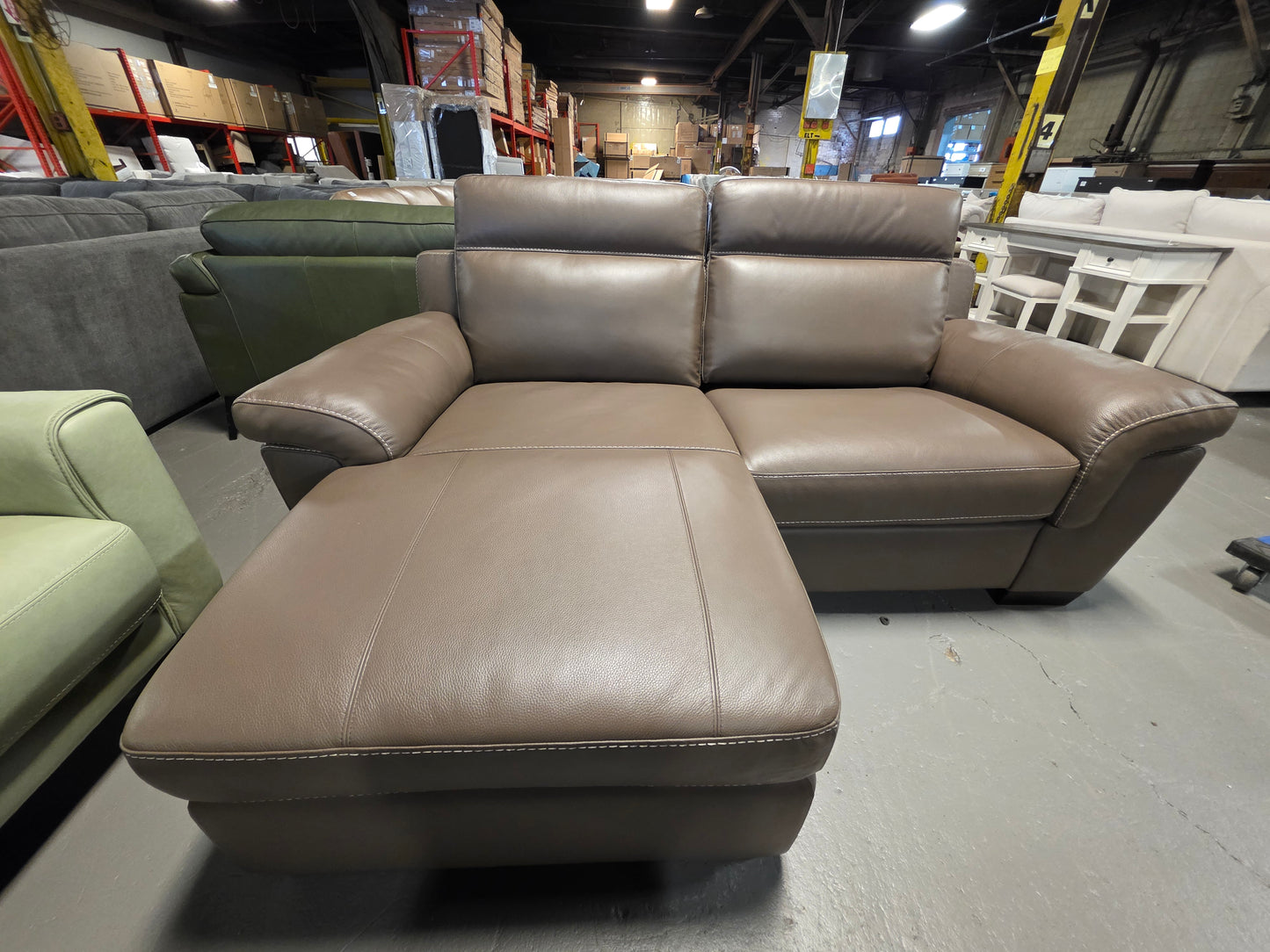 Julius II 2-Pc. Leather Chaise Sectional Sofa With Power Recliner, Power Headrest & USB Power Outlet