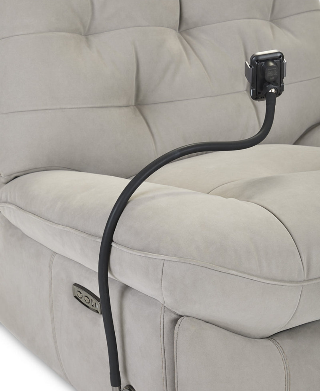 Bovell Fabric Power Swivel Glide Recliner (Light Grey)