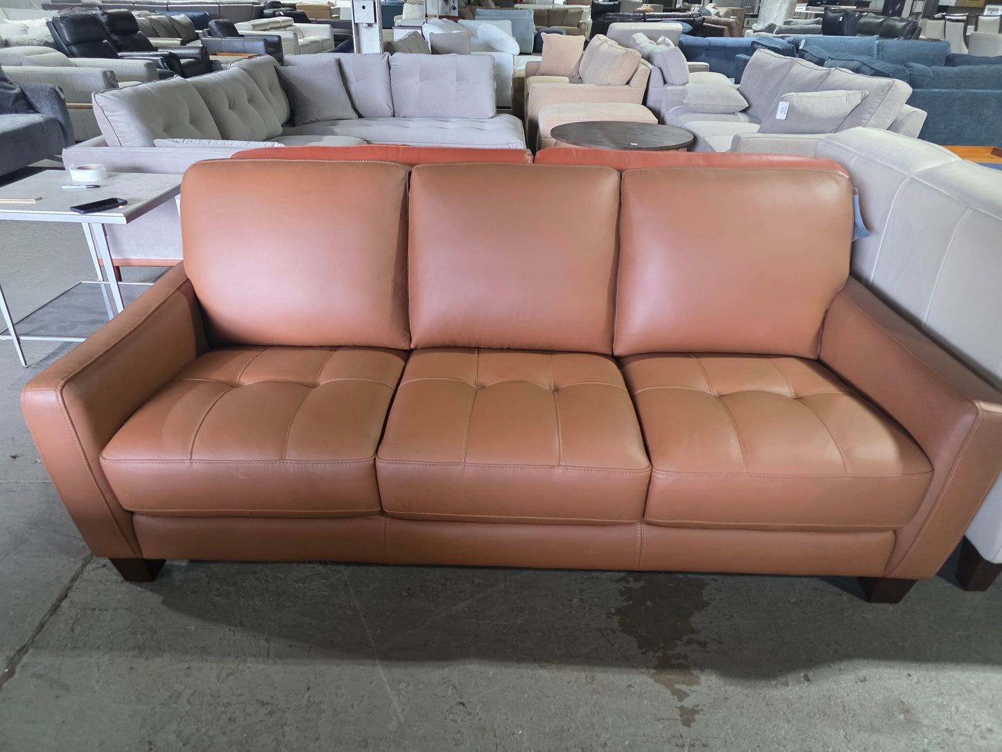 Galligher Leather Sofa (Caramel)