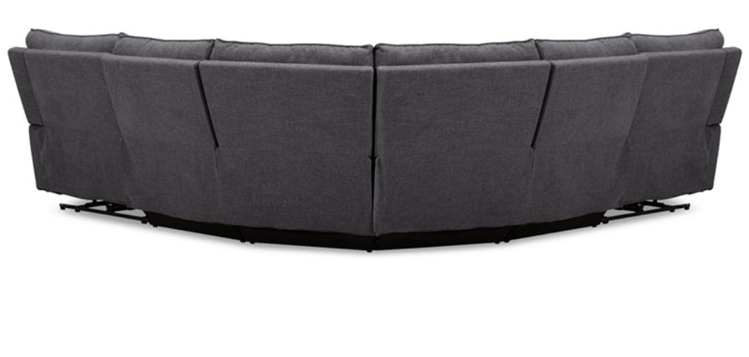 Olper 5-Pc. Fabric Zero Wall Sectional Sofa with Two Power Motion Pieces (Slate)