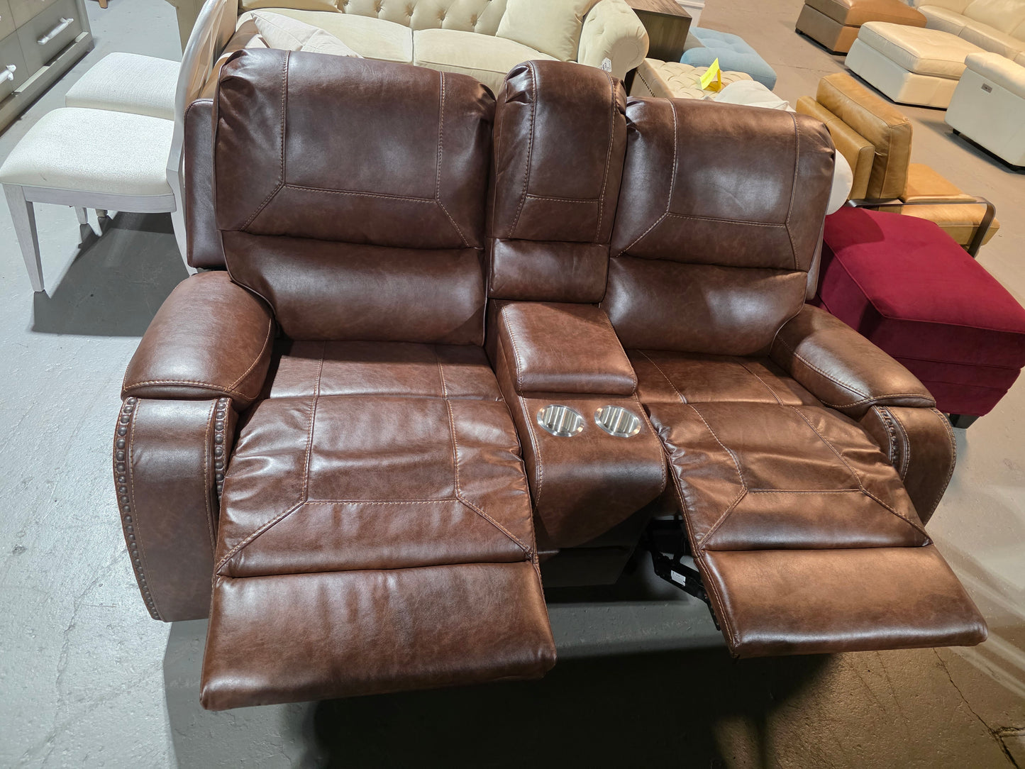 76 in. W Pillow Top Arm Faux Leather Rectangle 3-Piece Manual Reclining Sofa Set in Brown
