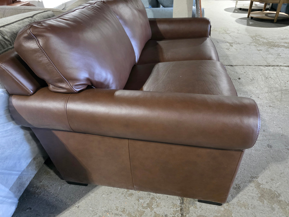 Radley Roll Arm 61" Leather Loveseat (Chocolate)