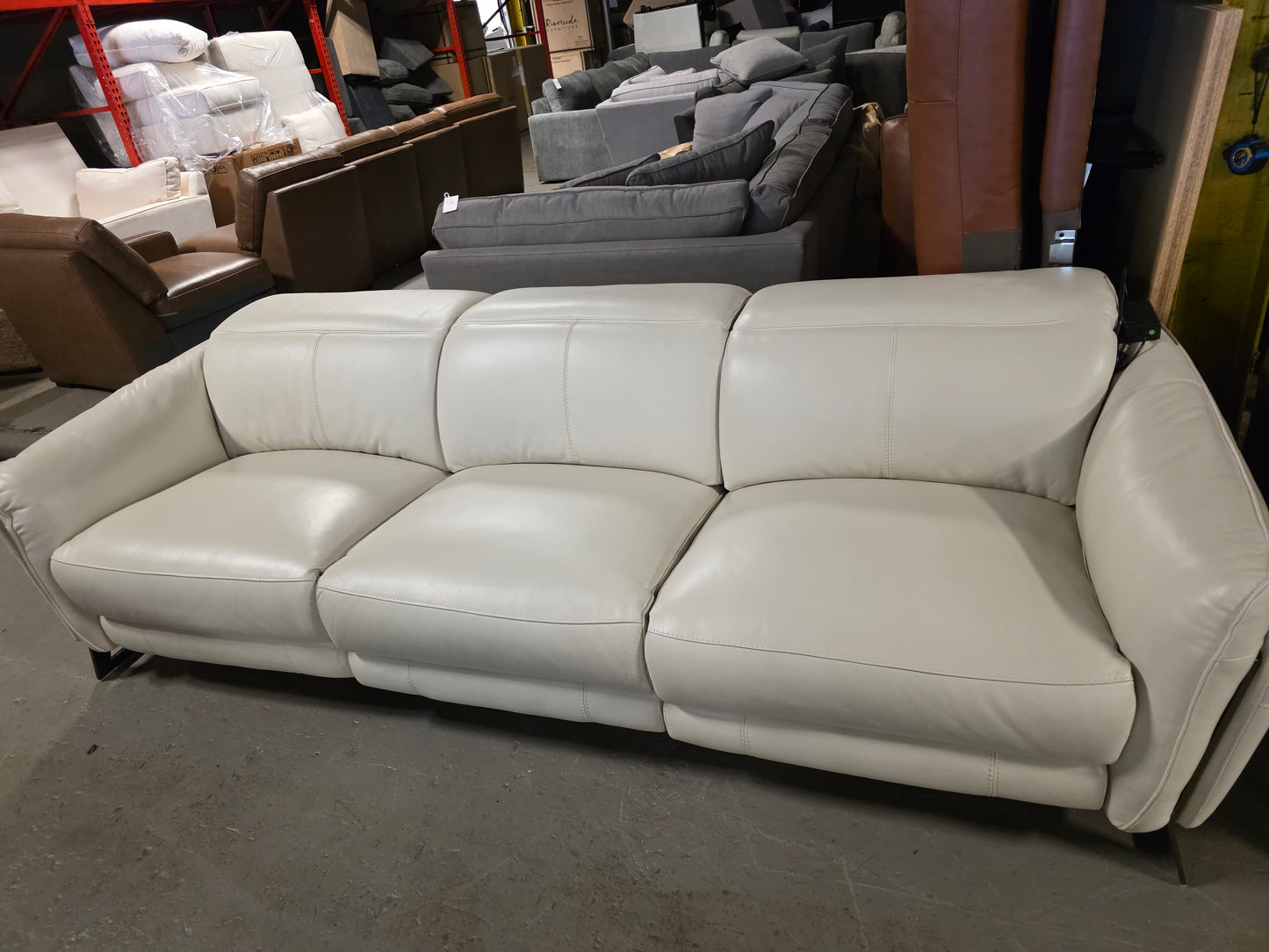 3-Piece Silvio Leather Reclining Sectional Sofa (Frost)