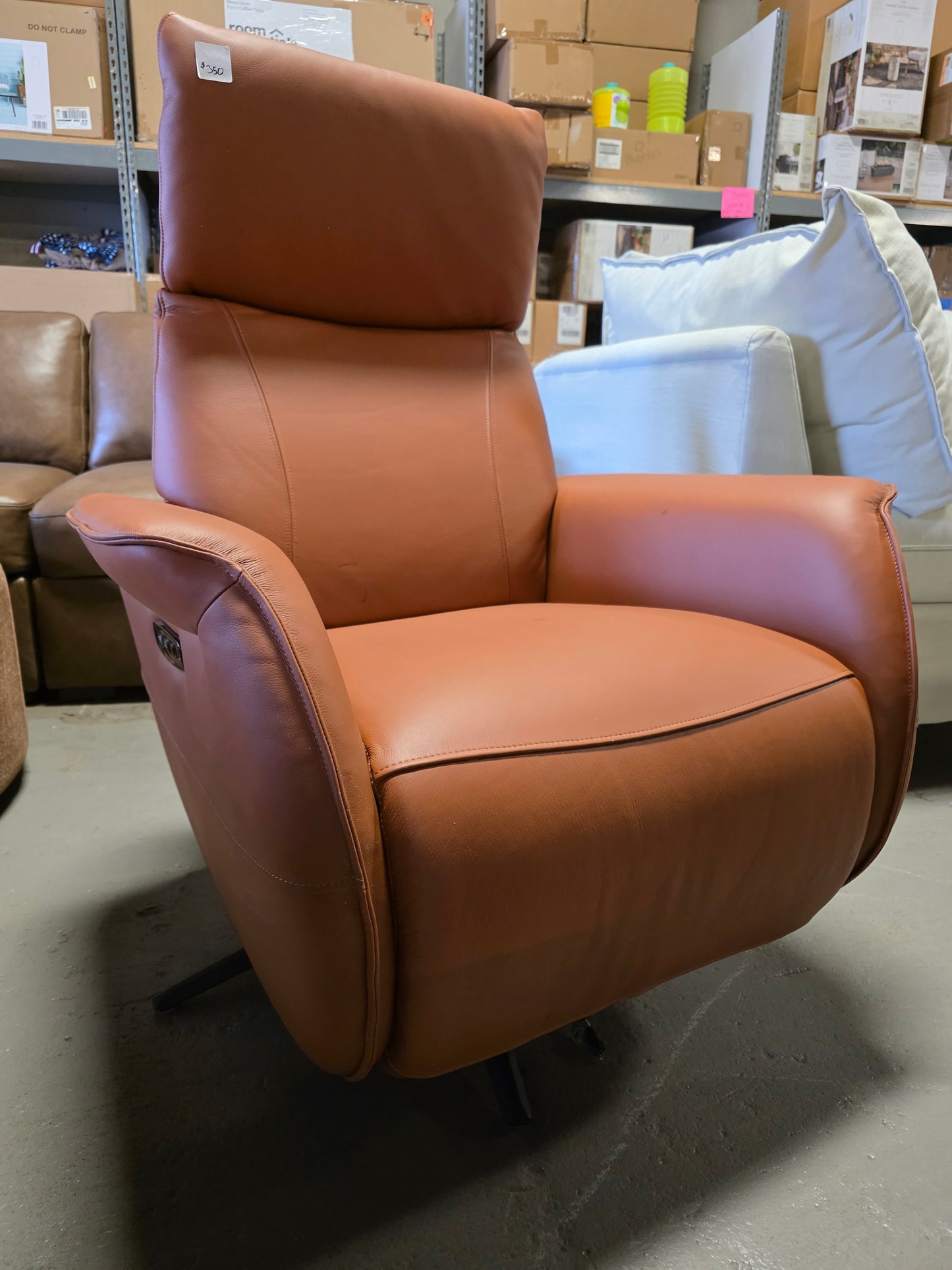Lennix Leather TV Recliner with Massage (Warm Brown)