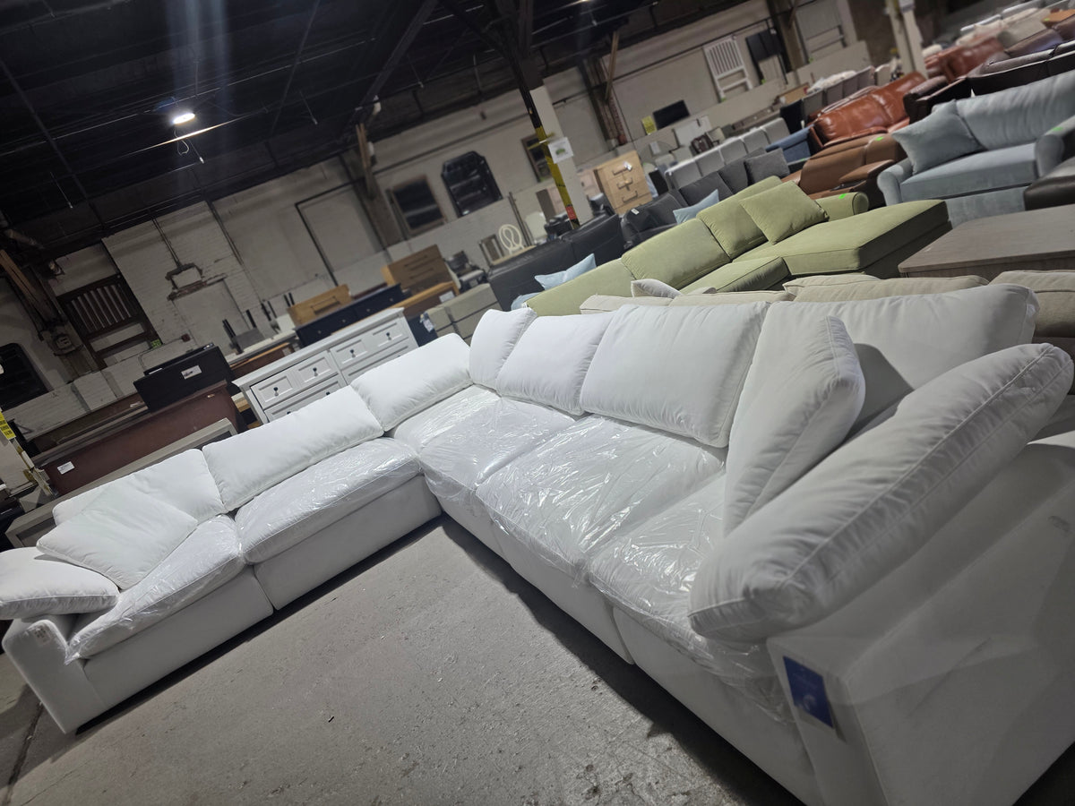 Fog 6-Pc. Fabric L-Sectional Sofa Set (White)