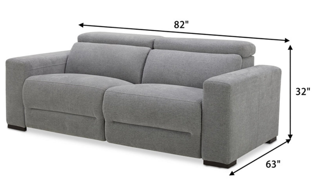 Nevio 2-Pc. Fabric Power Headrest Sectional (Mineral)