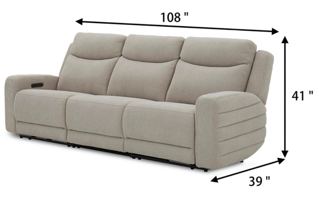Kristyan 3-Pc. Fabric Sofa with Power Motion Chairs (Dove)
