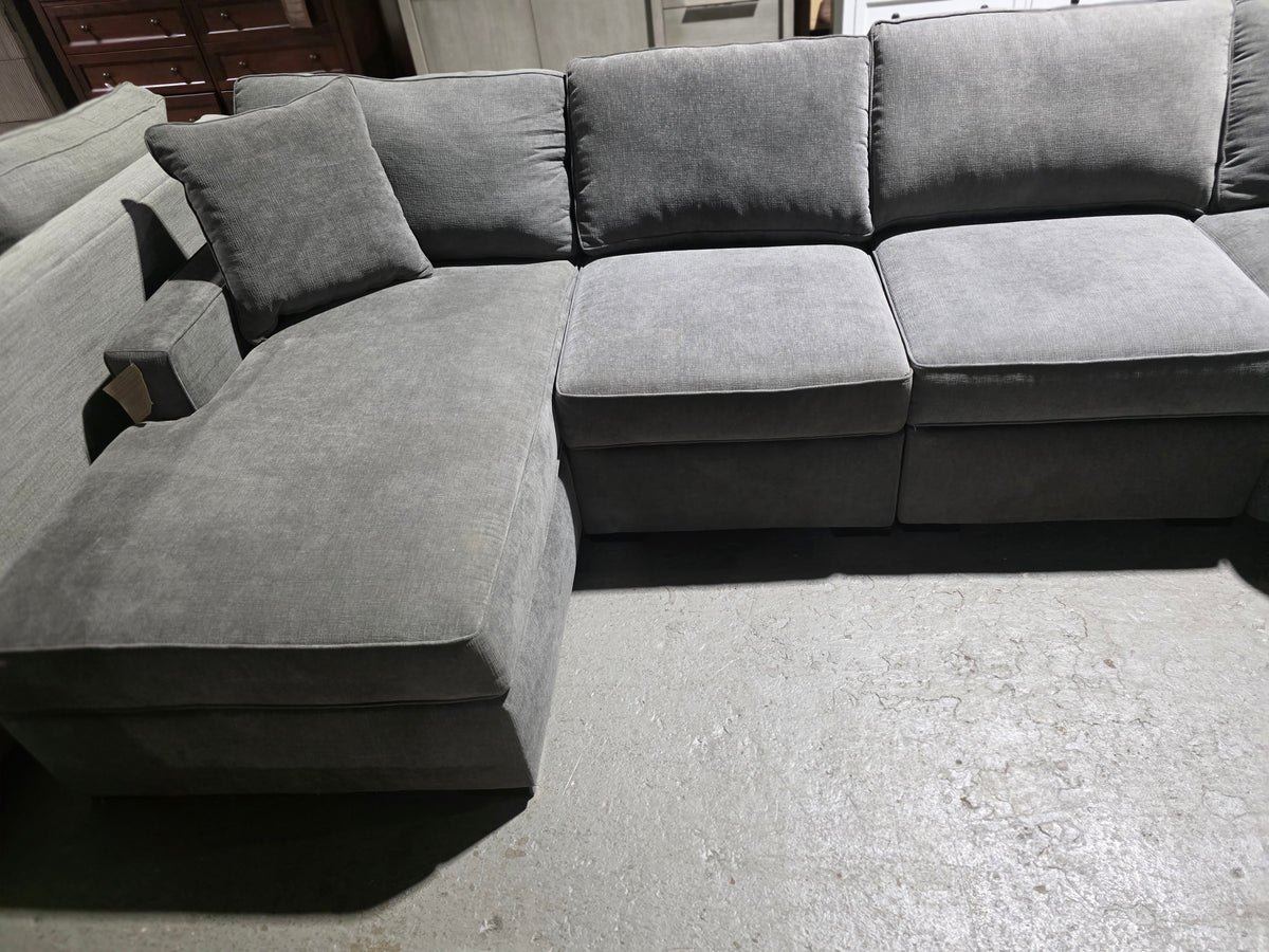 Radley 5-Pc. Fabric Chaise Sectional Sofa with Wedge (Heavenly Mocha Grey)