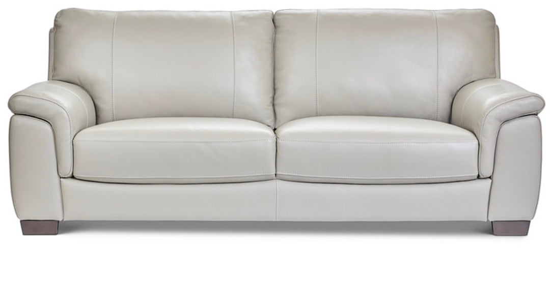 Cobbie Leather 89" Sofa (Feather Grey)