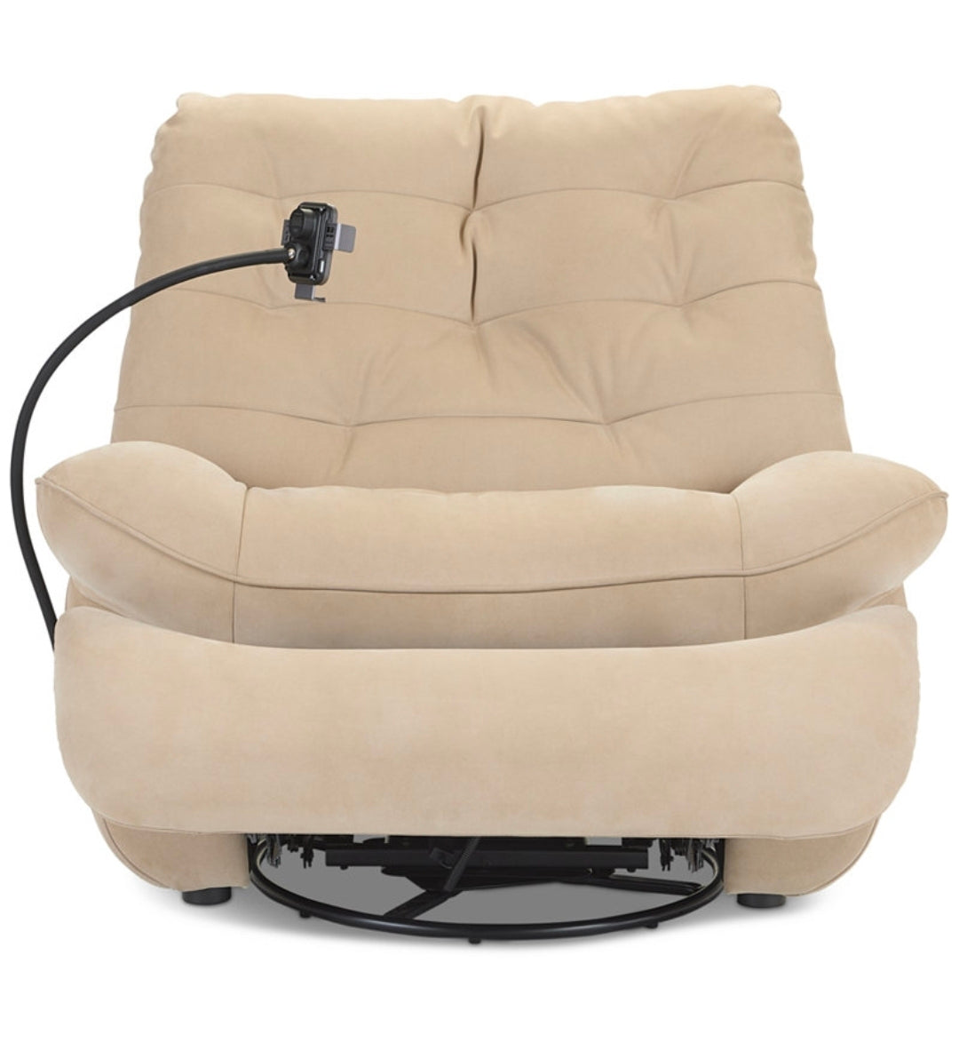 Bovell Fabric Power Swivel Glide Recliner (Light Khaki)